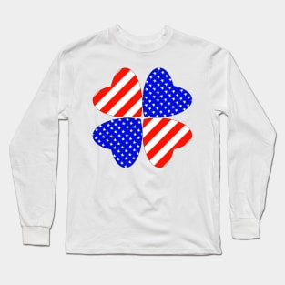 American Flag in Heart shape Long Sleeve T-Shirt